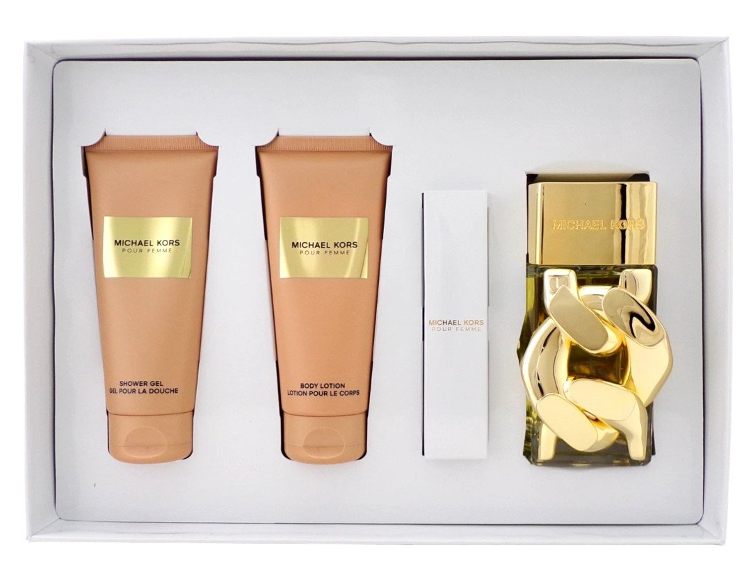 Michael Kors Pour Femme 4PC Set: EDP Spray, Shower Gel, Body Lotion & Mini